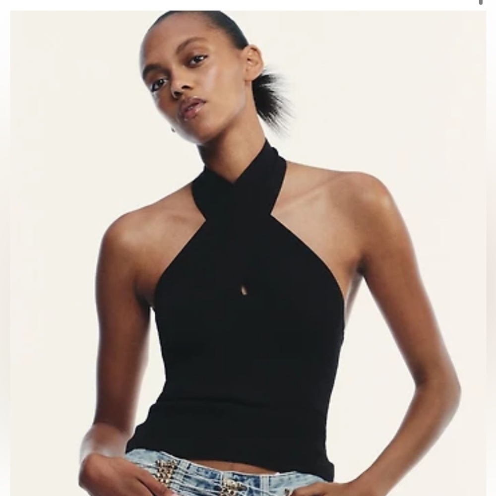 Zara ruched knit halter top